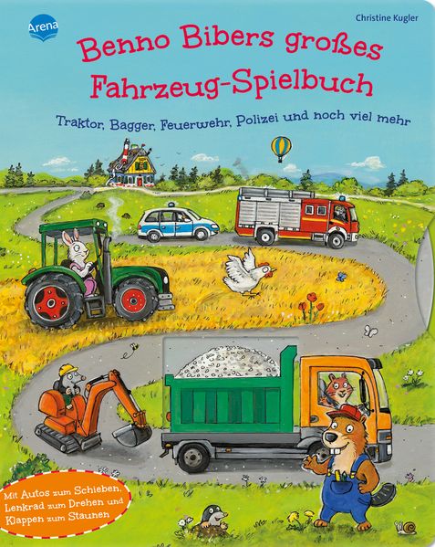 Benno Bibers großes Fahrzeug-Spielbuch. Traktor, Bagger, Feuerwehr, Polizei und noch viel mehr Das extra-große Mitmachbuch mit Drehscheiben, Überraschungsklappen und Autos zum Schieben ab 2 Jahren